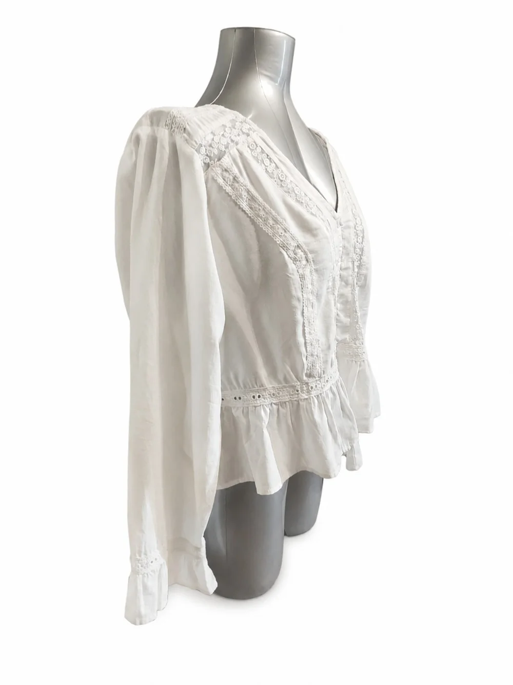 Universal Thread Cream/White Boho Lace Peplum Blouse XL NWT - Picture 4 of 6